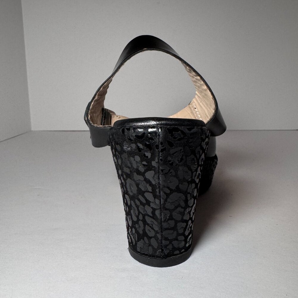 AGL Black Block Heel Patent Leather with Black Leopard Print, size US 6.5 - Picture 8 of 16